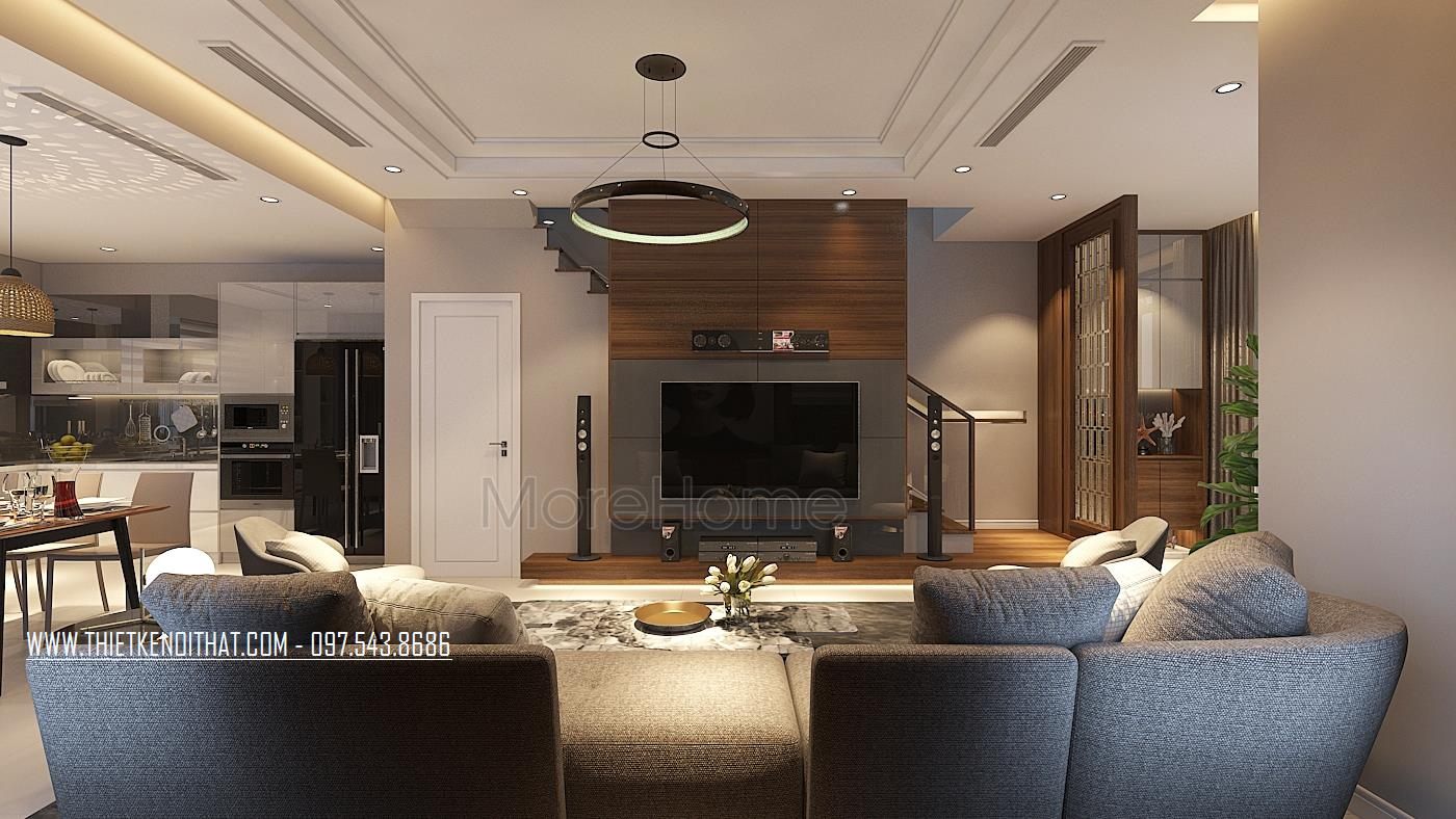 Thiết kế nội thất phòng khách biệt thự Vinhomes Thăng Long